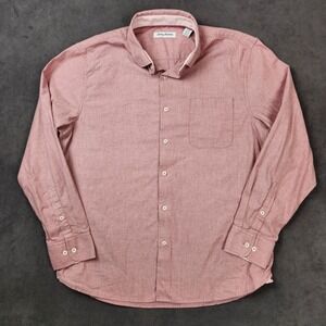Tommy Bahama Shirt Men Large Baked Apple Red Long Sleeve Heather Bay Herringbone